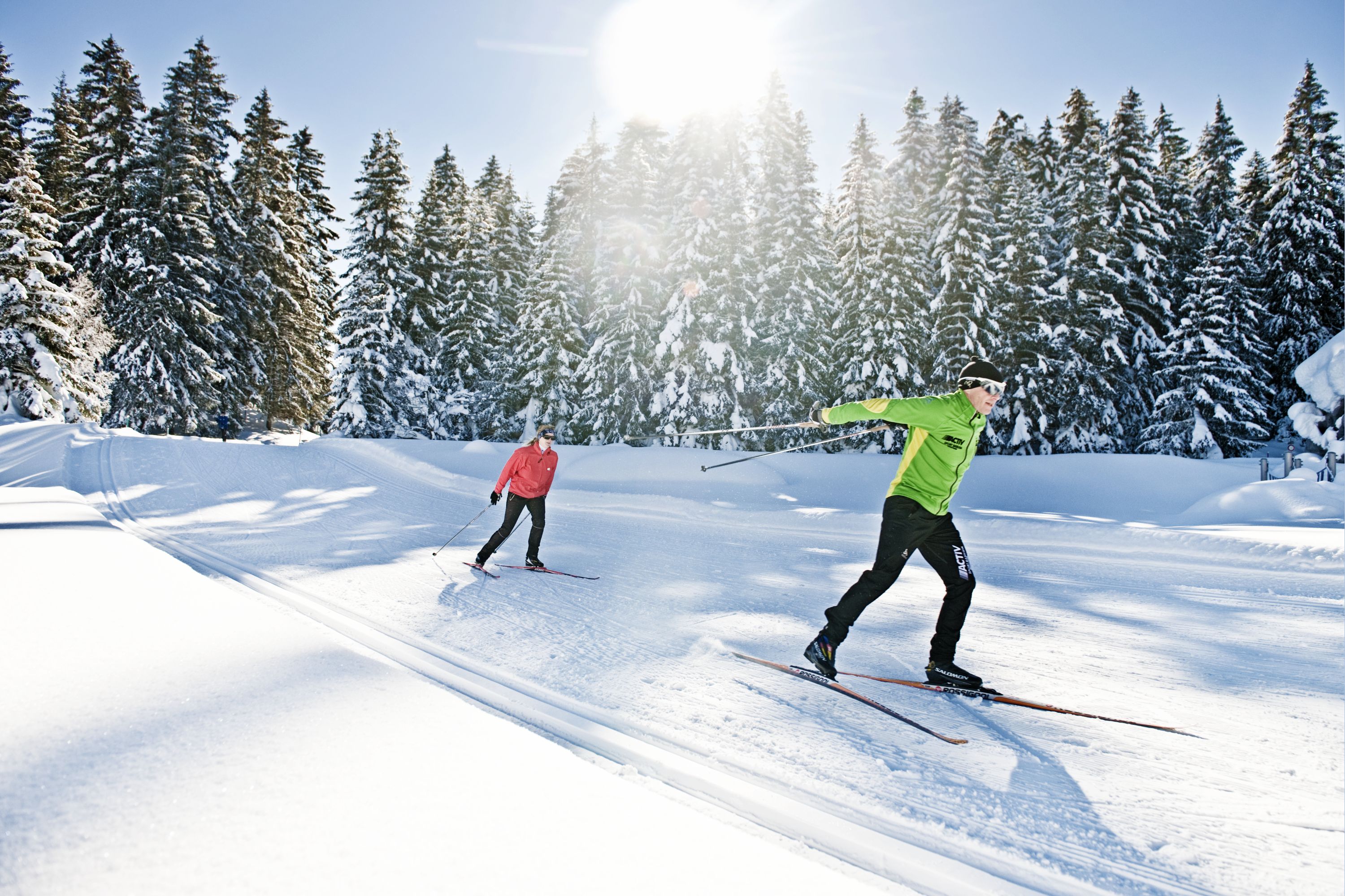 Cross-country skiing in a park setting | Switzerland Tourism